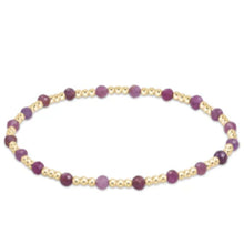 Load image into Gallery viewer, egirl Gemstone Gold Sincerity Pattern 3mm Bead Bracelet - Ruby
