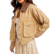 Load image into Gallery viewer, Cord Collar Twill Cropped Barn Jacket
