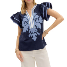 Load image into Gallery viewer, Entro Embroidered Flutter Sleeve Top
