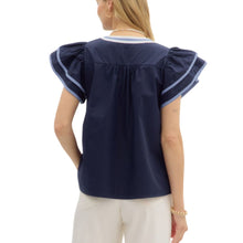 Load image into Gallery viewer, Entro Embroidered Flutter Sleeve Top
