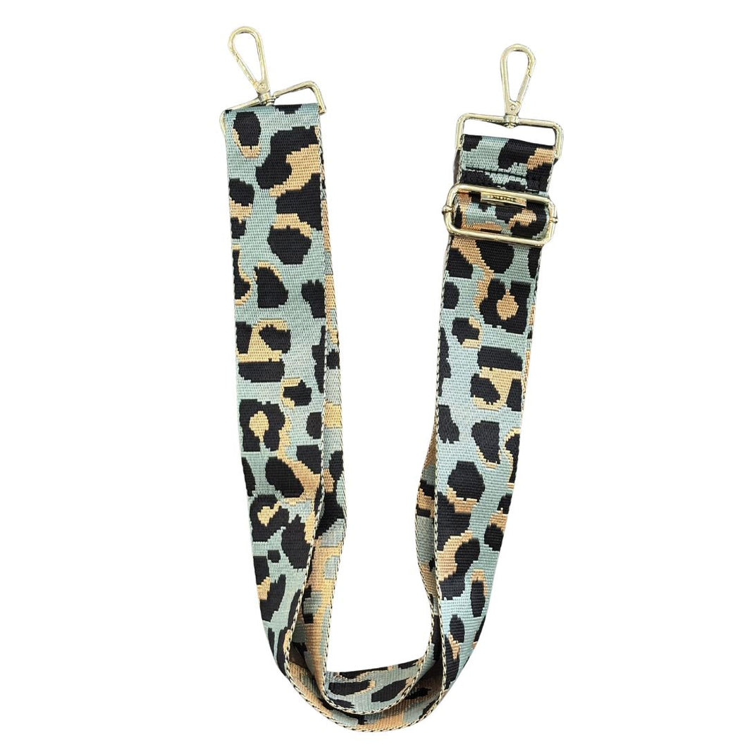 Leopard Purse Strap Teal/Gold