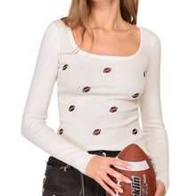 Load image into Gallery viewer, Gameday Square Neck Football Patch Top
