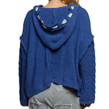 Load image into Gallery viewer, Oversize Fit V-Neck Hooded Cable Knit Chenille Sweater
