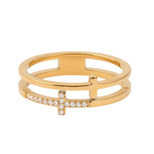 Load image into Gallery viewer, Elevated Faith Stacked Cross Gem Ring
