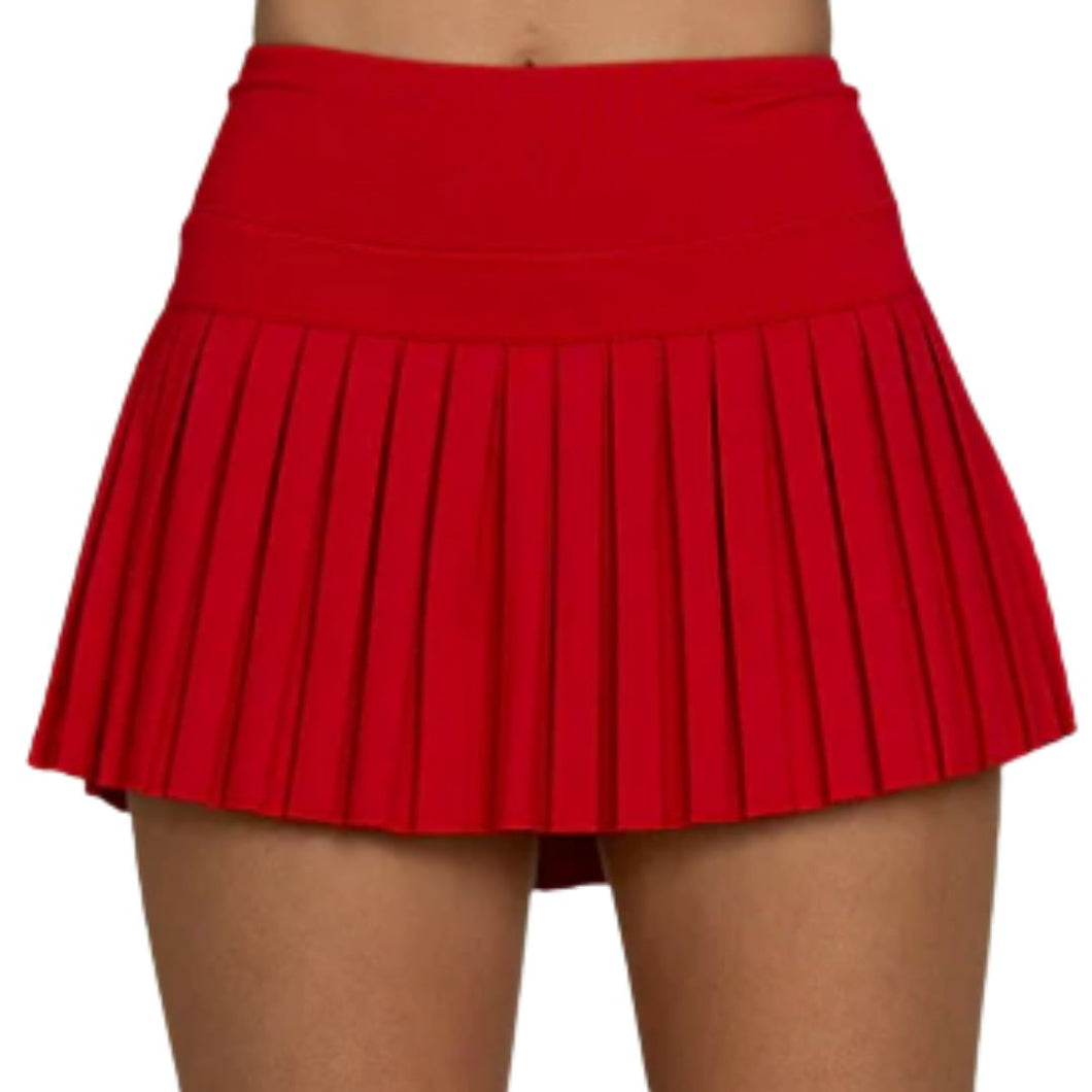 Gold Hinge Ruby Red Pleated Tennis Skirt