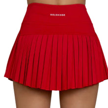 Load image into Gallery viewer, Gold Hinge Ruby Red Pleated Tennis Skirt
