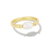 Load image into Gallery viewer, kENDRA sCOTT Leighton Gold Pearl Band Ring in Freshwater Cultured Pearl size 8
