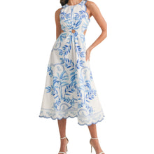 Load image into Gallery viewer, Blue Scallop Hem Midi Dress
