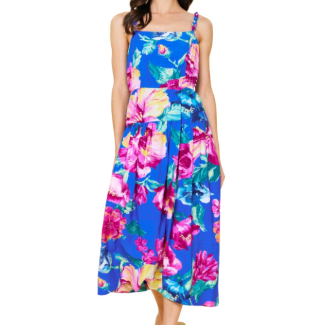 Braided Strap Floral Print Maxi Dress