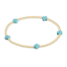 Load image into Gallery viewer, enewton EGIRL Signature Cross Gold Small 2mm Bracelet - Turquoise
