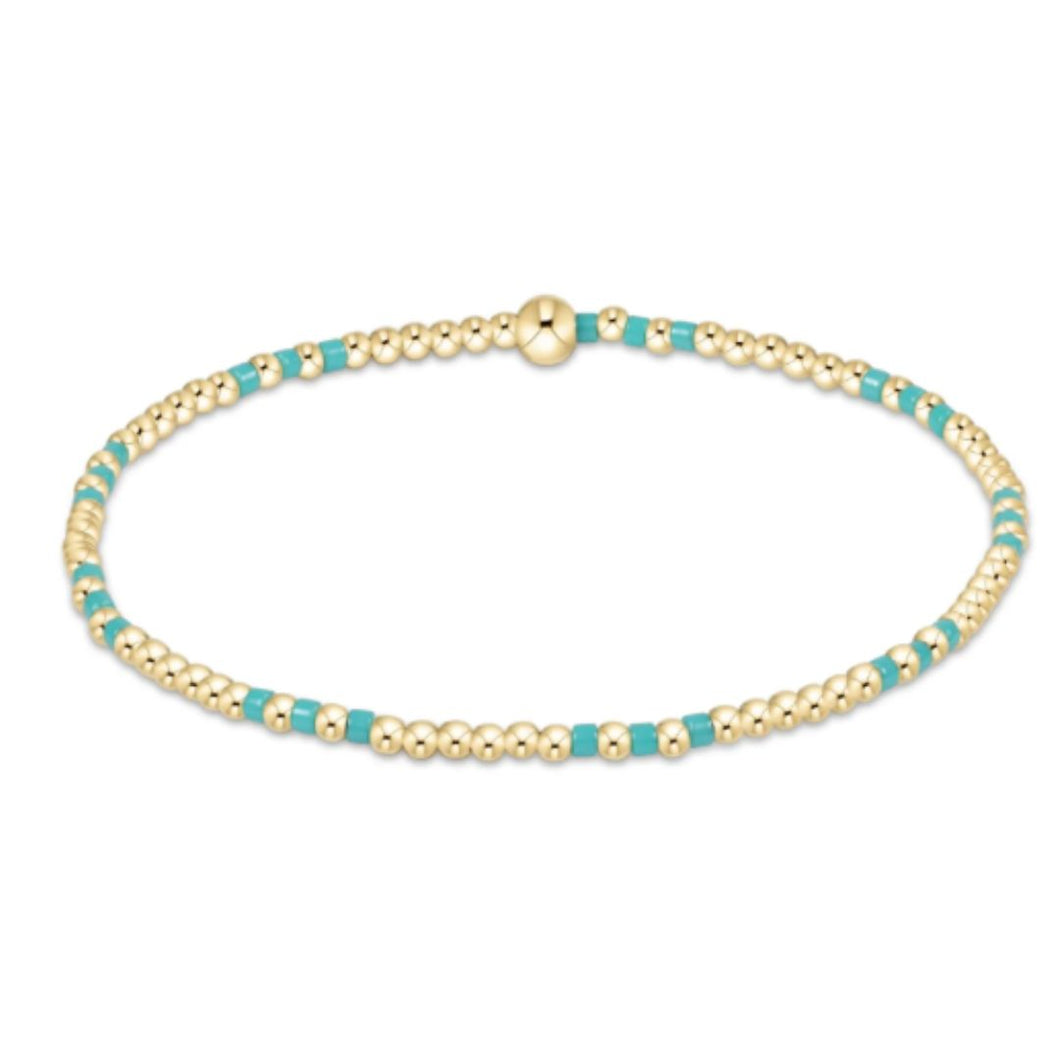 hope joy pattern 2mm bead bracelet - turquoise