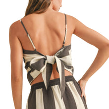 Load image into Gallery viewer, Miou Muse Wide Striped Tie Back Top
