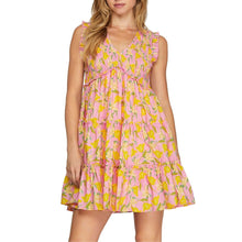 Load image into Gallery viewer, Floral Print Smocked Mini Tiered Dress
