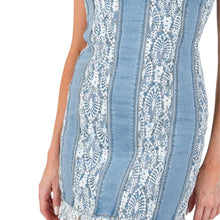 Load image into Gallery viewer, Stretch Denim &amp; Lace Mini Dress
