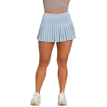 Load image into Gallery viewer, Gold Hinge Pale Blue Pleated Tennis Skirt
