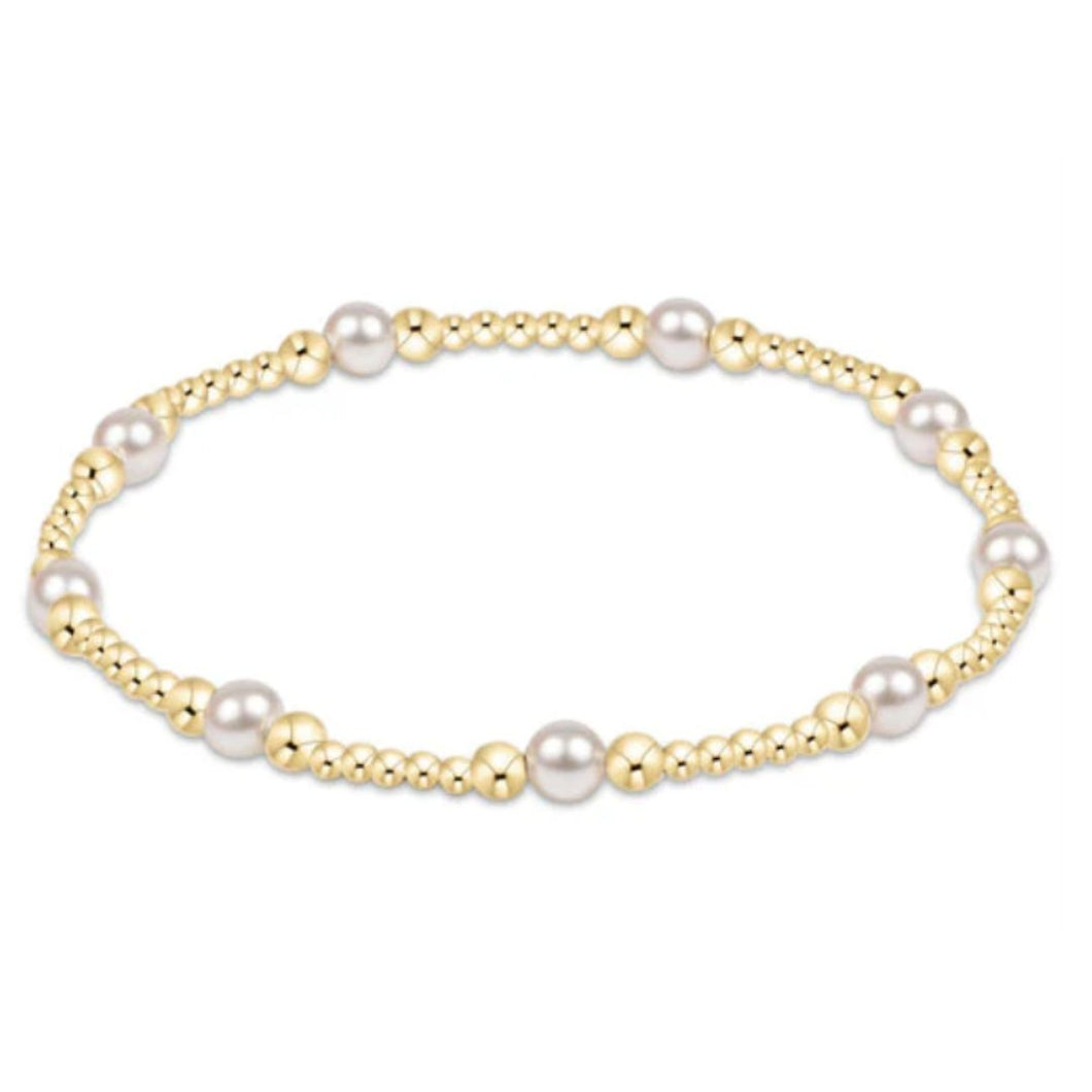 Classic Purpose Pattern 4mm Bead Bracelet  Pearl