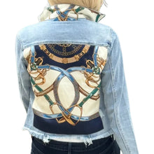 Load image into Gallery viewer, Stacy Bradley Silk Scarf Jacket Blue Stirrup
