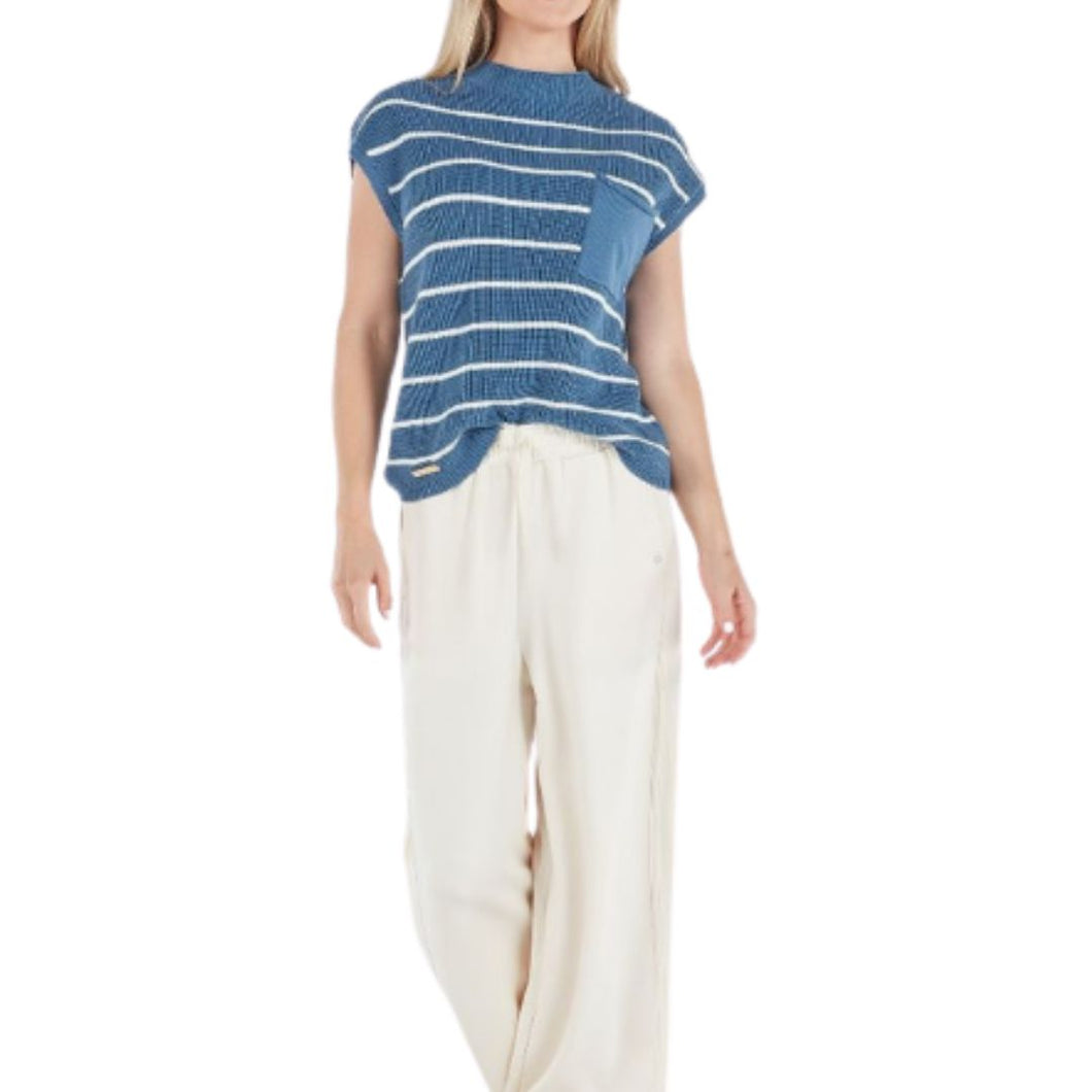 Short Sleeve Striped Sweater