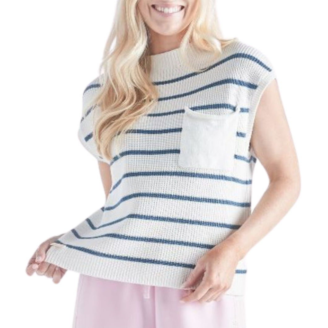 Short Sleeve Striped Sweater