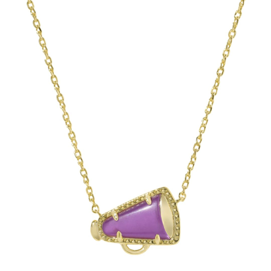 Cheer Gold Short Pendant Necklace-Purple Mother of Pearl