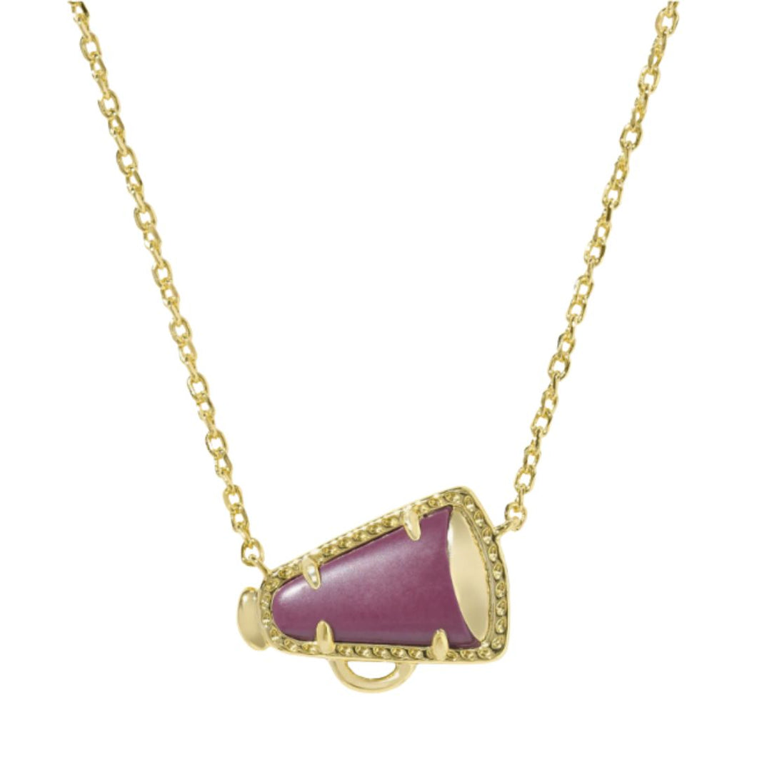 Cheer Gold Short Pendant Necklace-Maroon Magnesite
