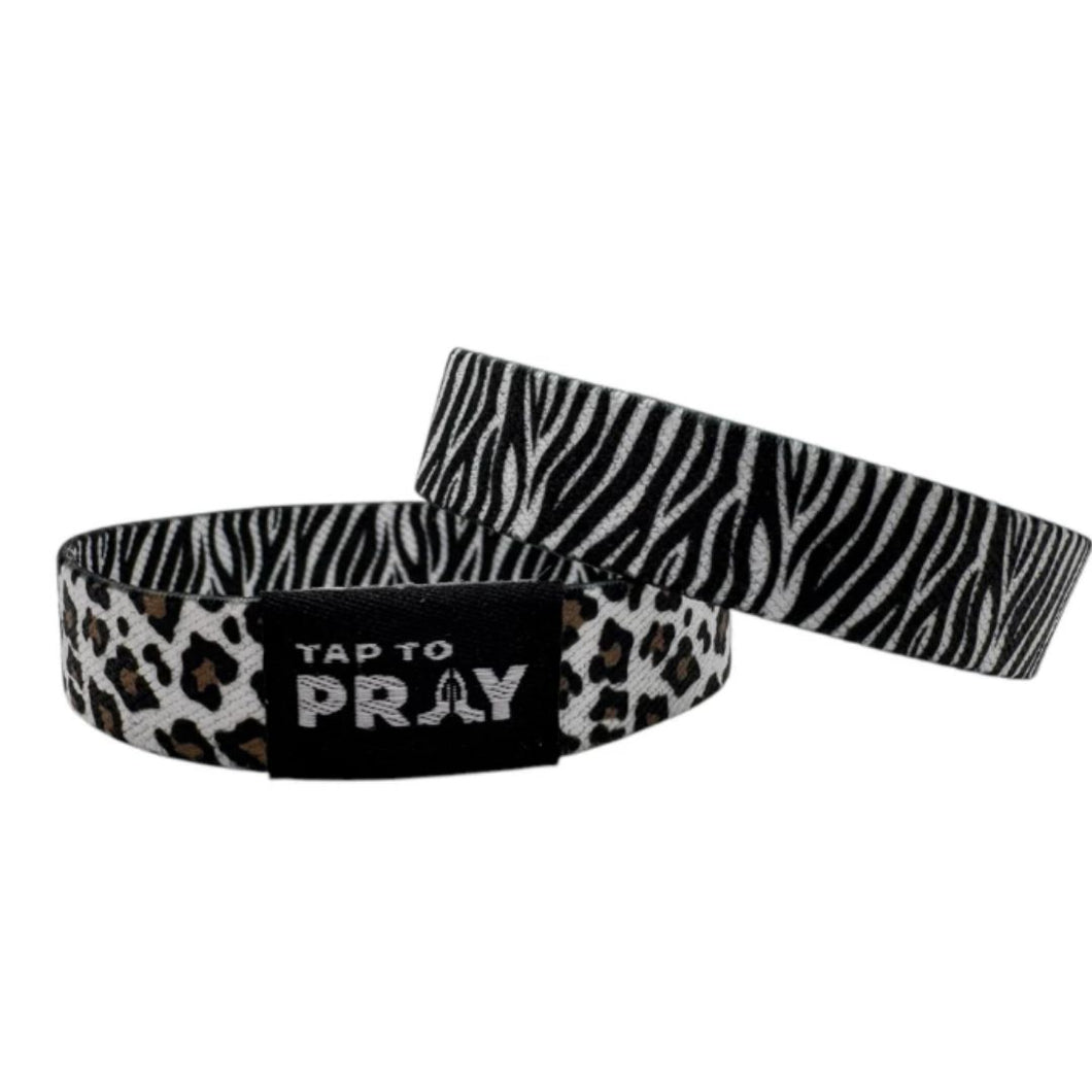 TAP TO PRAY WRISTBANDS - SAFARI ZEBRA-MEDIUM