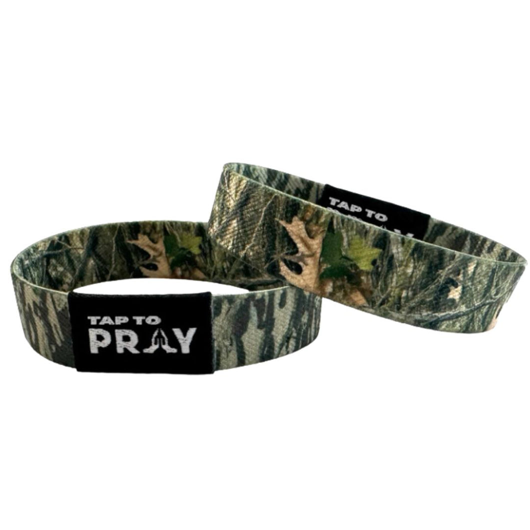 TAP TO PRAY WRISTBANDS - FOREST & TREE BARK CAMO-LARGE
