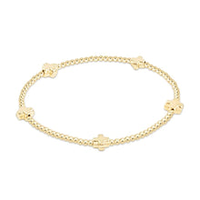 Load image into Gallery viewer, egirl Signature Cross Small Gold Pattern 2mm Bead Bracelet - Gold
