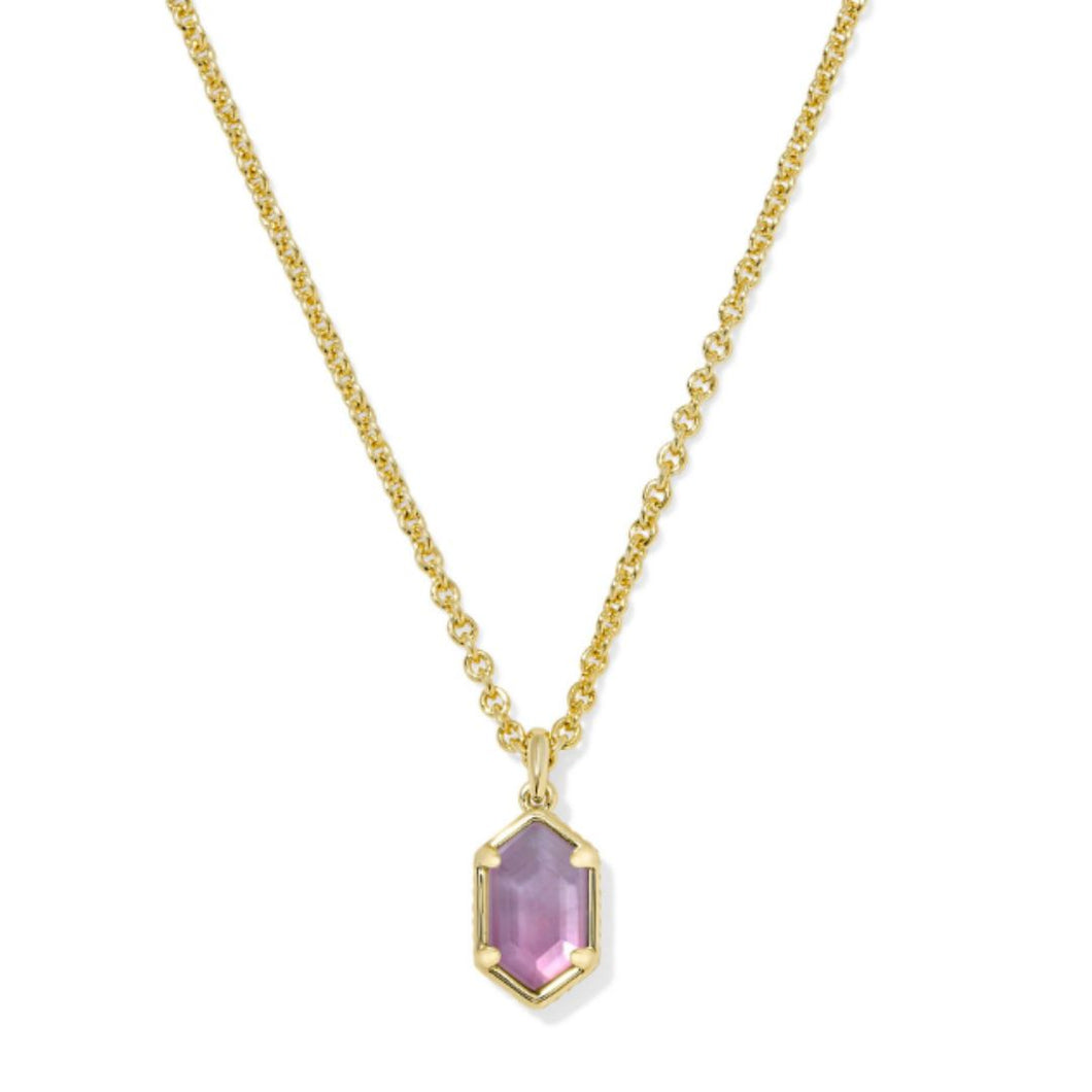 Hallie Short Pendant Necklace Purple Watercolor Illusion