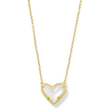 Load image into Gallery viewer, Ari Heart Gold Pendant Necklace in Ivory Mother of Pearl
