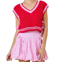 Load image into Gallery viewer, Pink &amp; Red Sweater Vest with Side Bows
