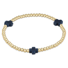 Load image into Gallery viewer, enewton EGIRL Signature Cross Gold Pattern 3mm Bead Bracelet-Navy
