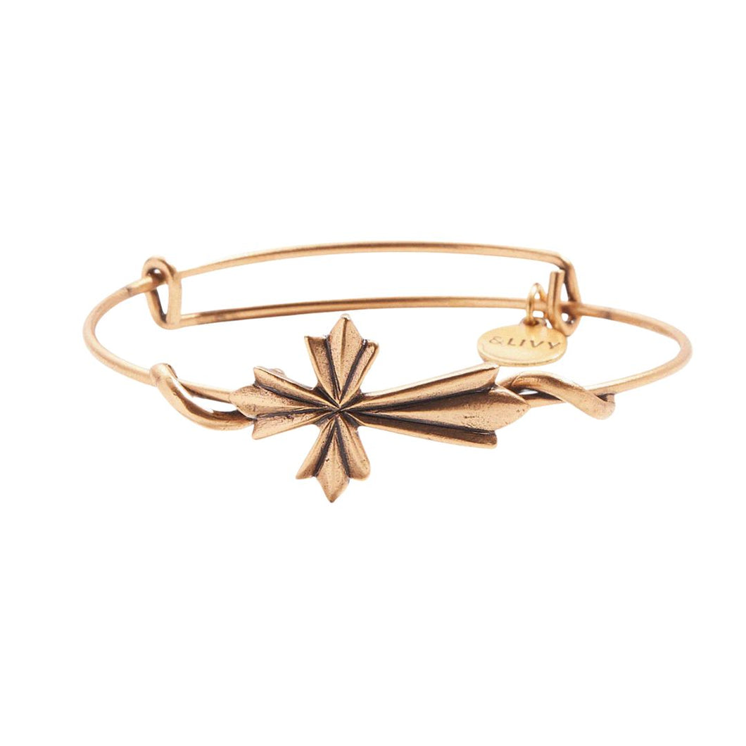 &LIVY Ornate Cross Symbol Wrap Expandable Bangle-Antique Gold