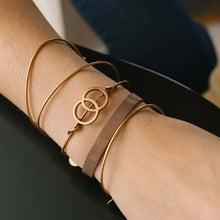 Load image into Gallery viewer, &amp;LIVY Vesica Piscis Symbol Wrap Expandable Bangle-Antique Gold
