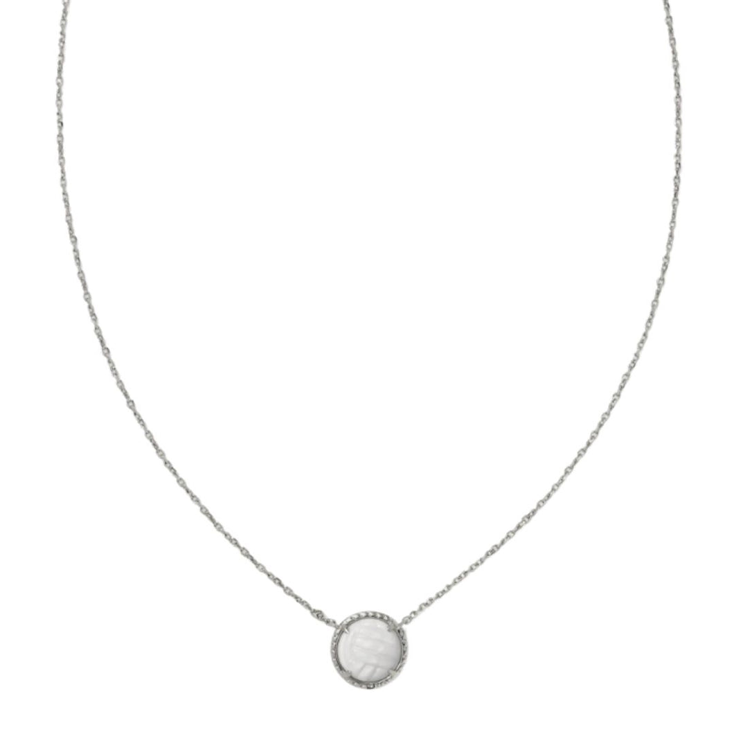 Volleyball Silver Short Pendant Necklace-Mother of Pearl