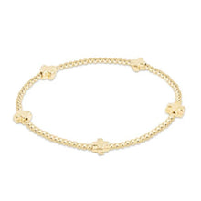 Load image into Gallery viewer, enewton 6.25&quot; Signature Cross Small Gold Pattern 2mm Bead Bracelet - Gold
