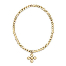 Load image into Gallery viewer, enewton Classic Gold 3mm Bead Bracelet-Classic Beaded Signature Cross Gold Charm
