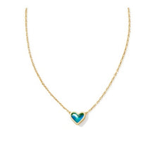 Load image into Gallery viewer, Kendra Scott Framed Ari Heart Short Pendant Necklace Gold Moon Stone
