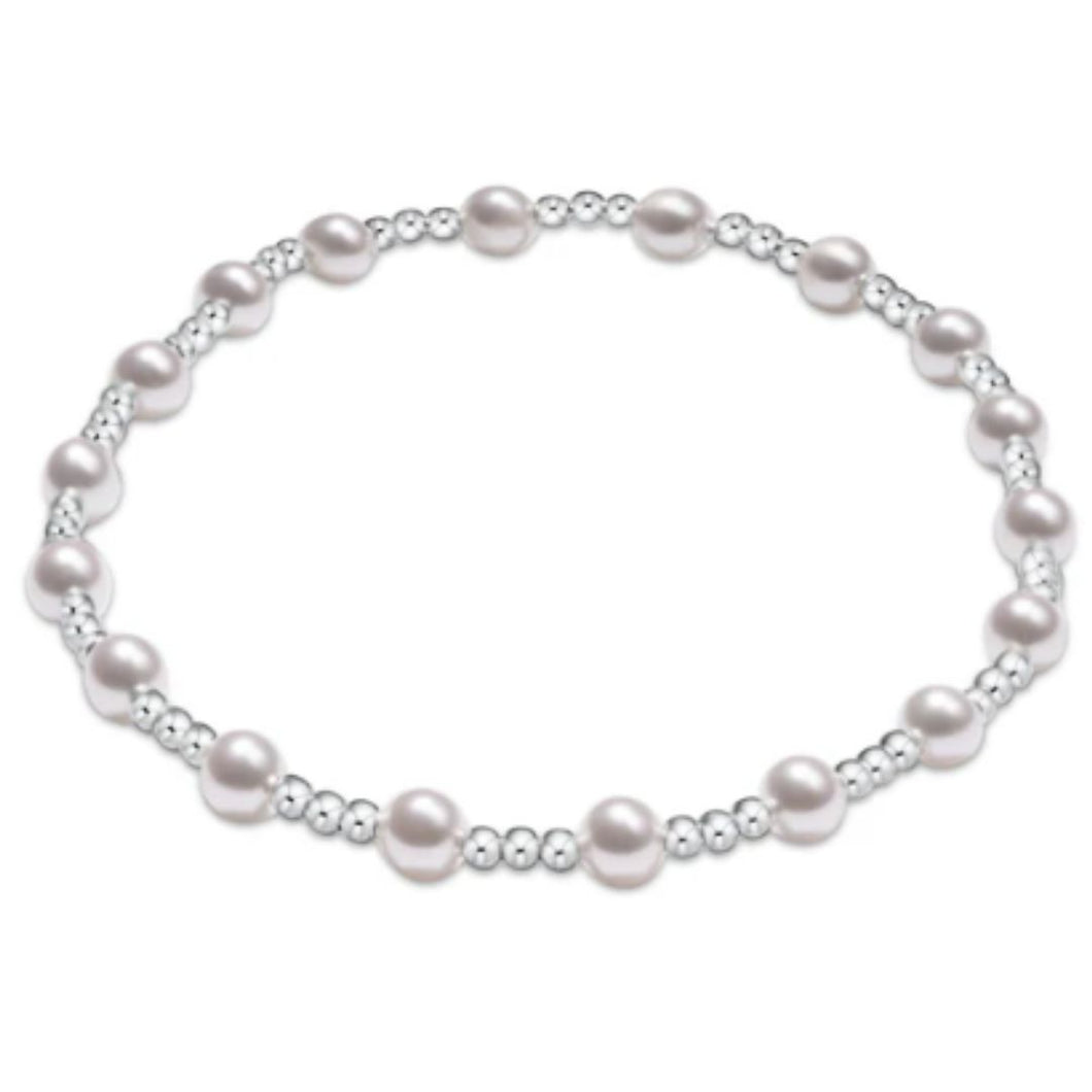enewton Classic Sincerity Pattern Sterling 4mm Bead Pracelet-Pearl