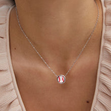 Load image into Gallery viewer, Baseball Silver Short Pendant Necklace-Mother of Pearl
