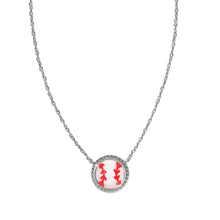 Load image into Gallery viewer, Baseball Silver Short Pendant Necklace-Mother of Pearl
