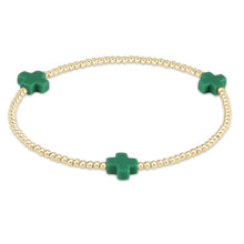 Load image into Gallery viewer, enewton Signature Cross Gold Pattern 2mm Bead Bracelet-Emerald
