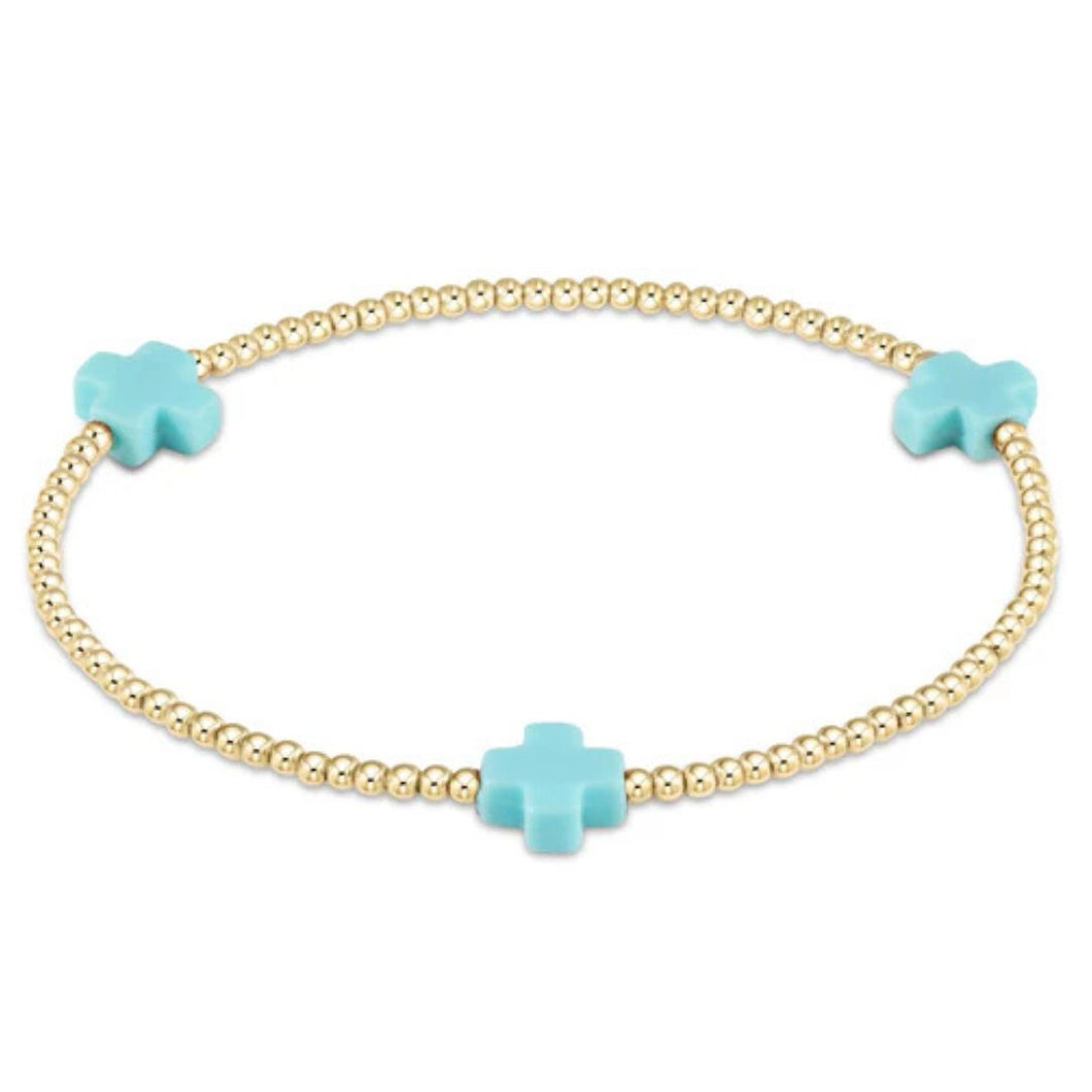 enewton Signature Cross Gold Pattern 2mm Bead Bracelet