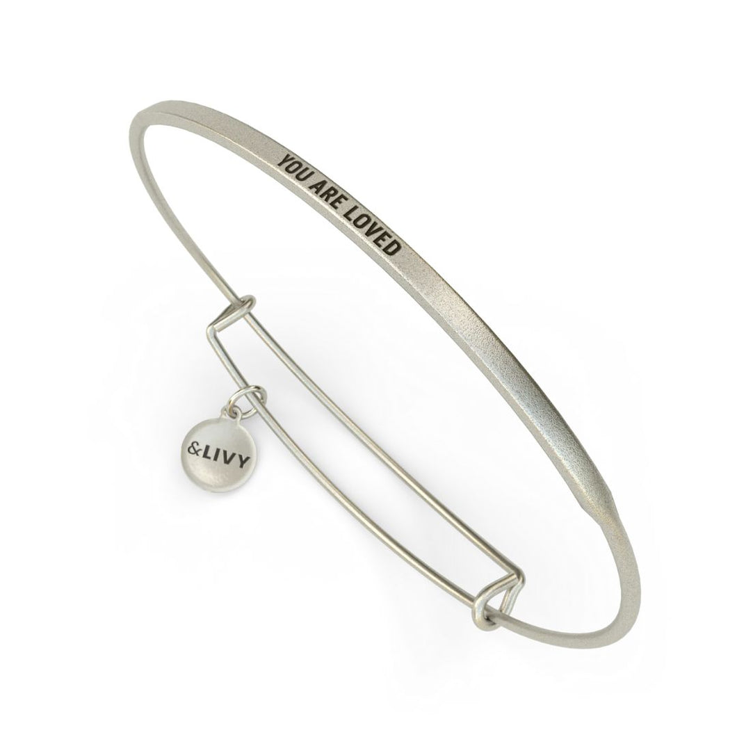 &LIVY You Are Loved Bangle-Antique Silver
