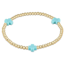 Load image into Gallery viewer, enewton Signature Cross Gold Pattern 3mm Bead Bracelet-Turquoise
