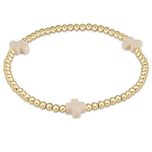 Load image into Gallery viewer, enewton Signature Cross Gold Pattern 3mm Bead Bracelet-Off White

