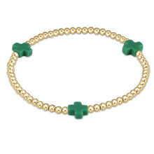 Load image into Gallery viewer, enewton Signature Cross Gold Pattern 3mm Bead Bracelet-Emerald
