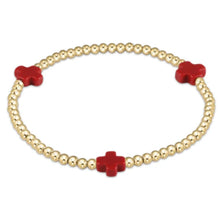 Load image into Gallery viewer, enewton Signature Cross Gold Pattern 3mm Bead Bracelet-Red
