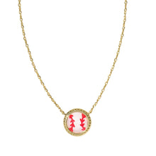 Load image into Gallery viewer, Baseball Gold Short Pendant Necklace-Mother of Pearl
