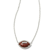 Load image into Gallery viewer, Kendra Scott Football Silver Orange Goldstone Necklace
